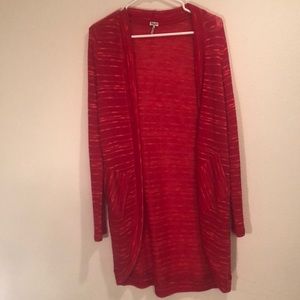 Red cardigan